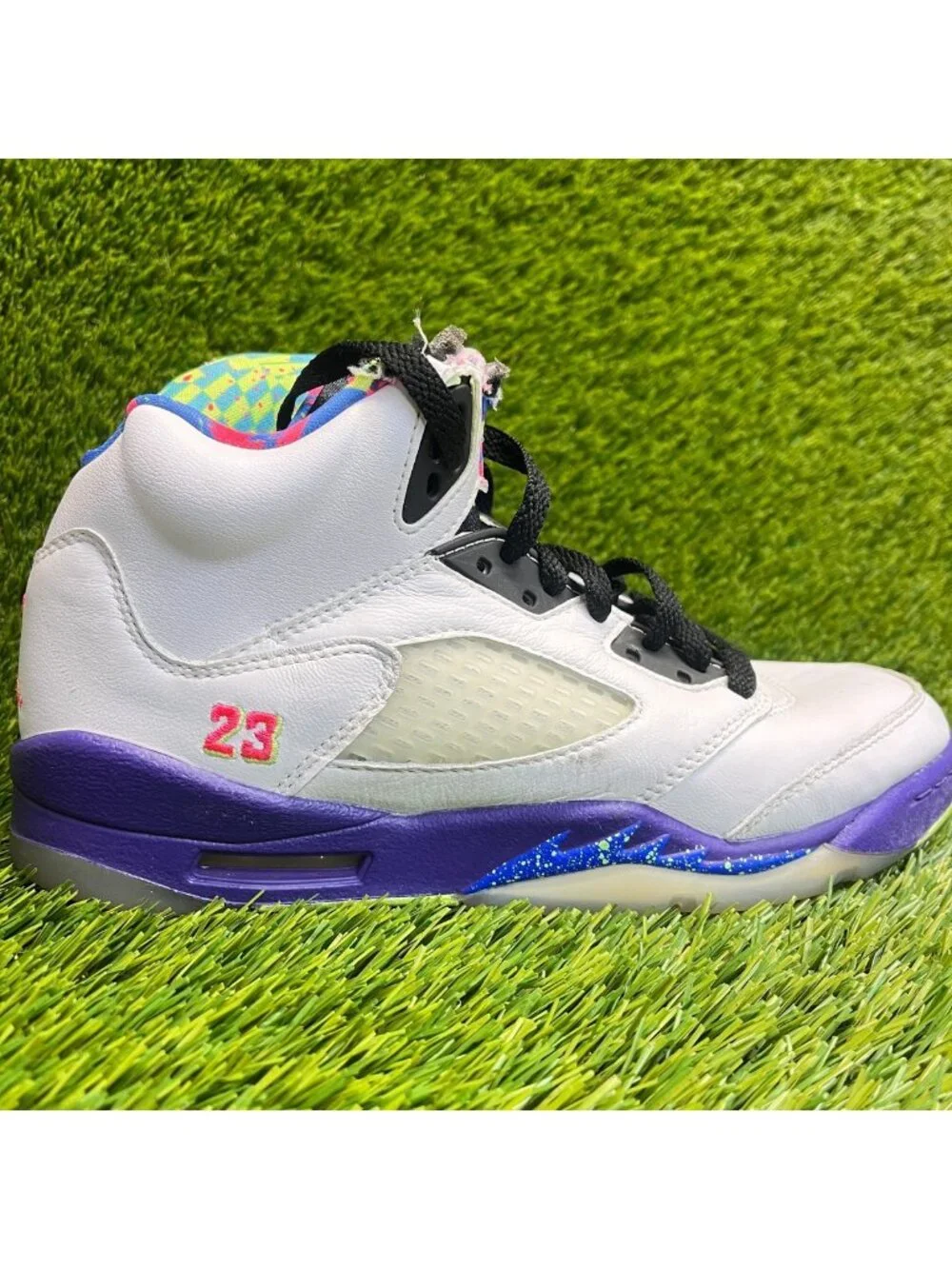 Nike Air Jordan 5 Retro GS Girls Size 6.5Y White Pink Basketball Shoes Sneakers